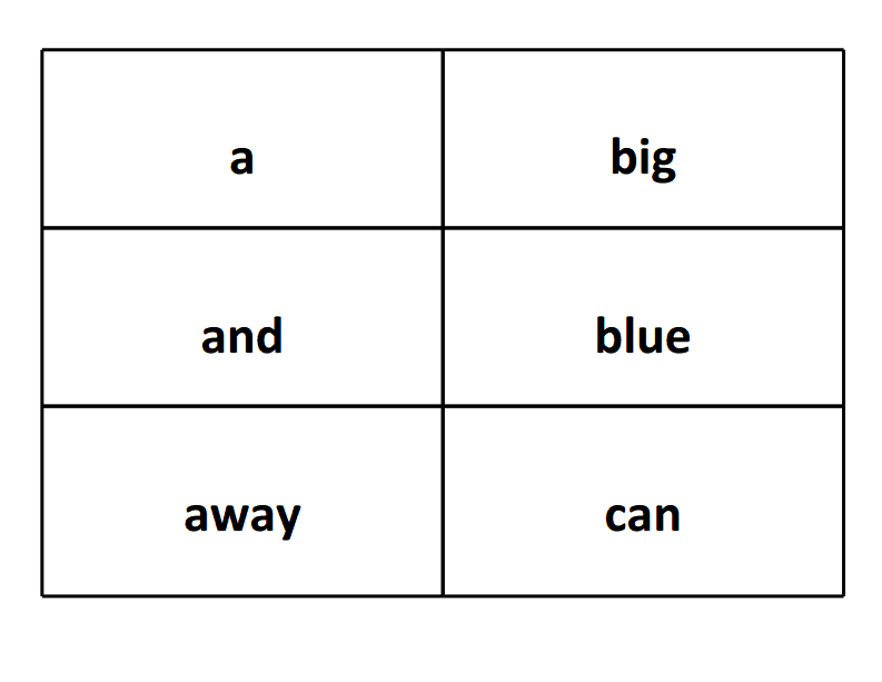 sight word flash cards a and away big blue can 