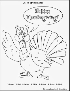 Color by Number Turkey Thanksgiving Coloring Page