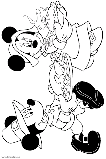 Disney Coloring Page Mickey Mouse and Minnie Mouse Thanksgiving Day Printable Coloring Page 