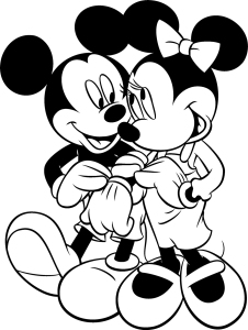 Mickey Mouse and Minnie Mouse Valentines Day Coloring Page Printable 