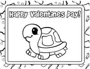 turtle Valentines Day Coloring Page Printable 