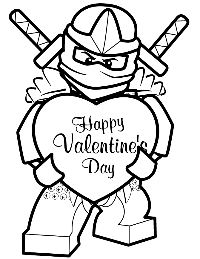 Lego Ninja Valentines Day Coloring Page Printable 