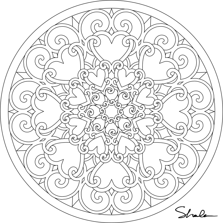 heart mandala Valentines Day Coloring Page Printable 