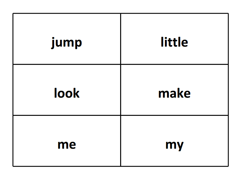 sight word flash cards jump look me little make my