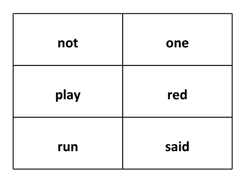 sight word flash card not play run one red said 