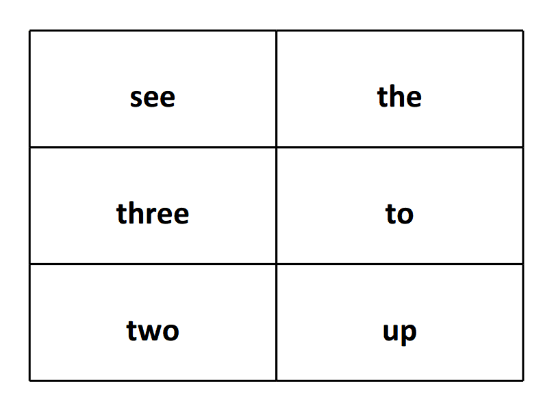 sight word flash card see three two the to up 
