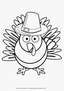Turkey wearing Pilgrim Hat Thanksgiving Day Printable Coloring Page