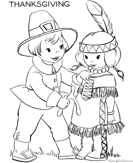 Thanksgiving Coloring Page Pilgrim and Indian 