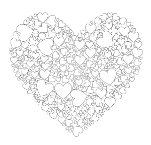 heart shaped cluster of hearts Valentines Day Coloring Page Printable 