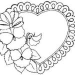 Doiley heart with flowers Valentines Day Coloring Page Printable 